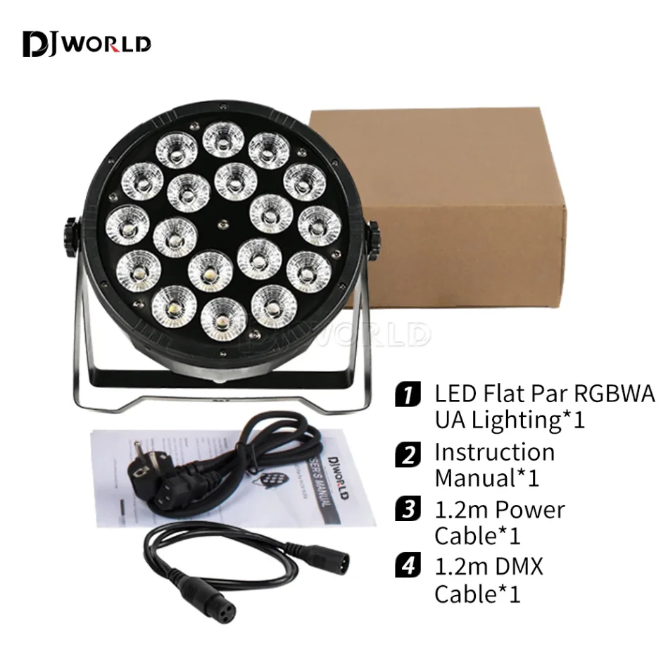 ไฟ LED PAR 18X18W rgbwa UV 6in1 4ชิ้น/เซ็ตไฟ PAR DMX512อุปกรณ์แสงเวทีระดับมืออาชีพสำหรับดิสโก้ปาร์ตี้บาร์