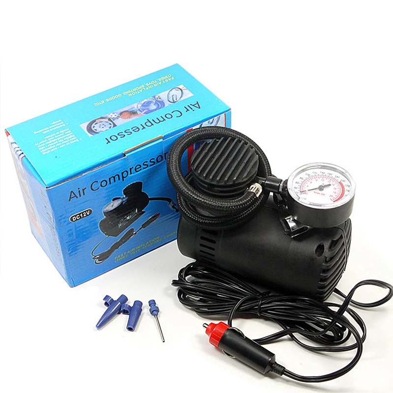 Portable 12V 300psi Mini Air Compressor Pump Tire Tyre Inflator 15LPM Quickly Inflate Car Tyre Inflator Auto Pump Set