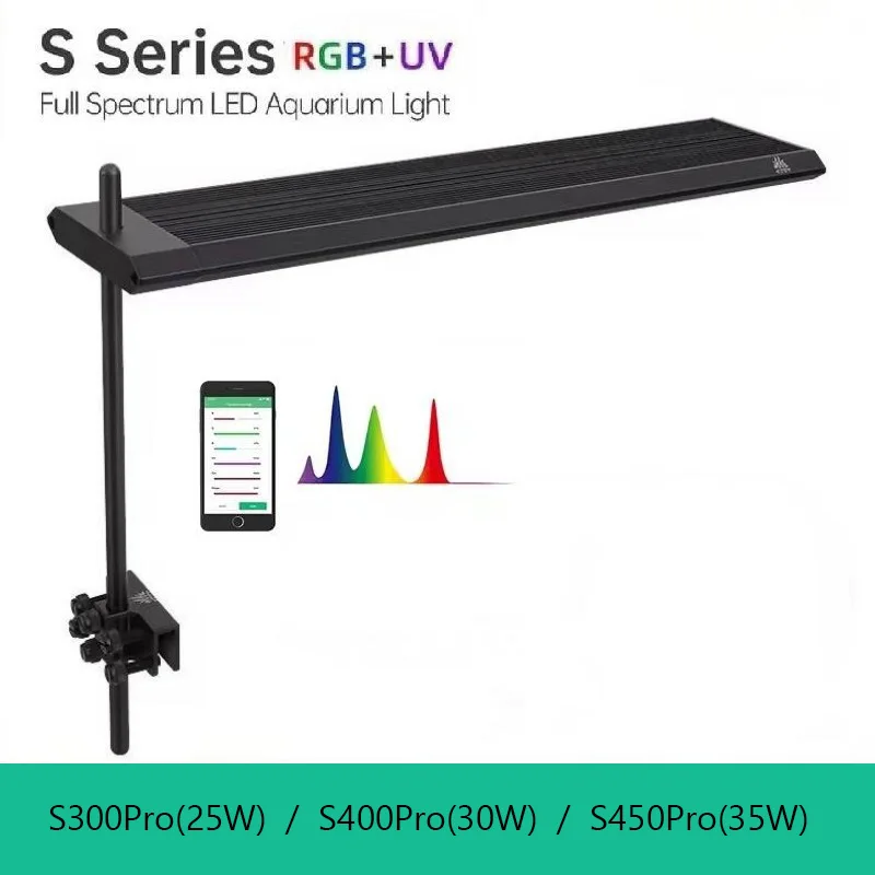 WEEK AQUA S Series RGB + UV espectro completo S300/400/450Pro Bluetooth App Control agua dulce Aquascaping planta acuario luz LED