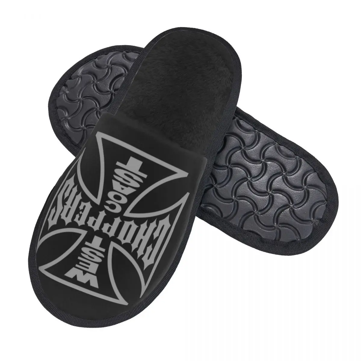 West Coast Iron Cross Choppers Soft Scuff With Memory Foam Slippers Women Bedroom House Shoes