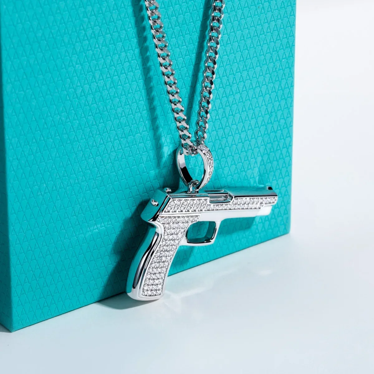 FCGJHW Moissanite Gun Pendant Edgy Hip Hop Ne...