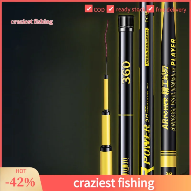 Genuine Goods Unisex Fishing rod Pole Light and Hard28Tune19AdjustableFishing Carp Large Ro