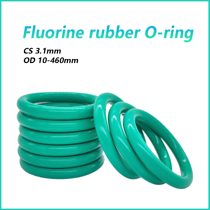 

FKM Green Fluorine Rubber O-Ring CS 3.1mm OD 10-460mm Thickness O-Rings Sealing Gasket Oil Resistant Acid & Alkali Resistant 1