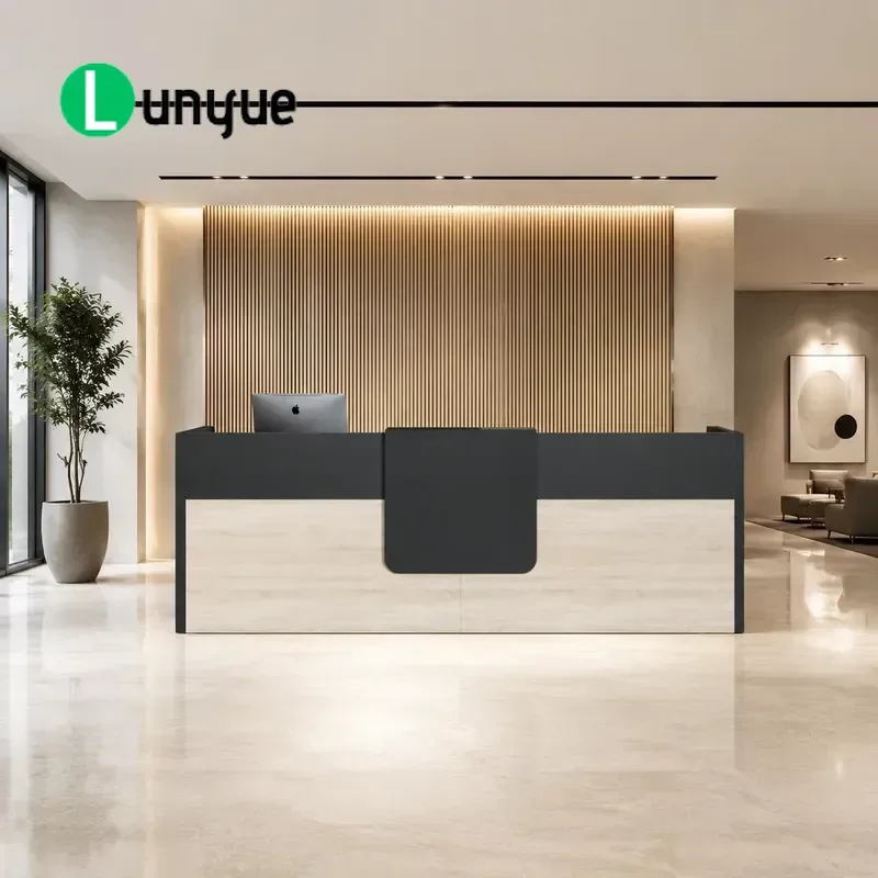Custom Simple Modern Reception Counter Office Front Desk Checkout Table for Hotel Lobby Clinic School Hospital Furniture
