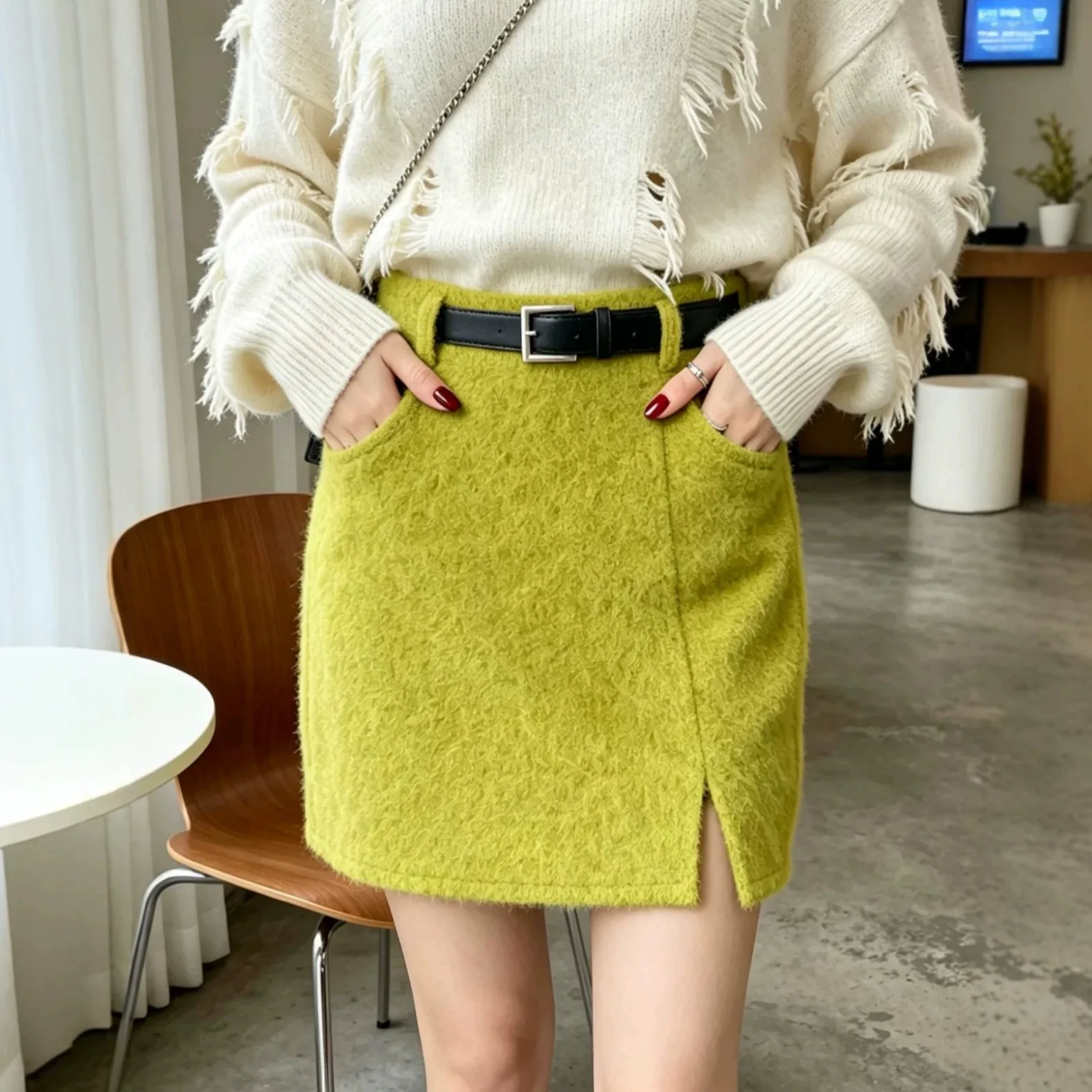 Short Skirts Women Skirt A Line High Waist Slim Fit Hip Wrap Solid Casual Elegant Splice Y2k Streetwear Work 2026 Autumn