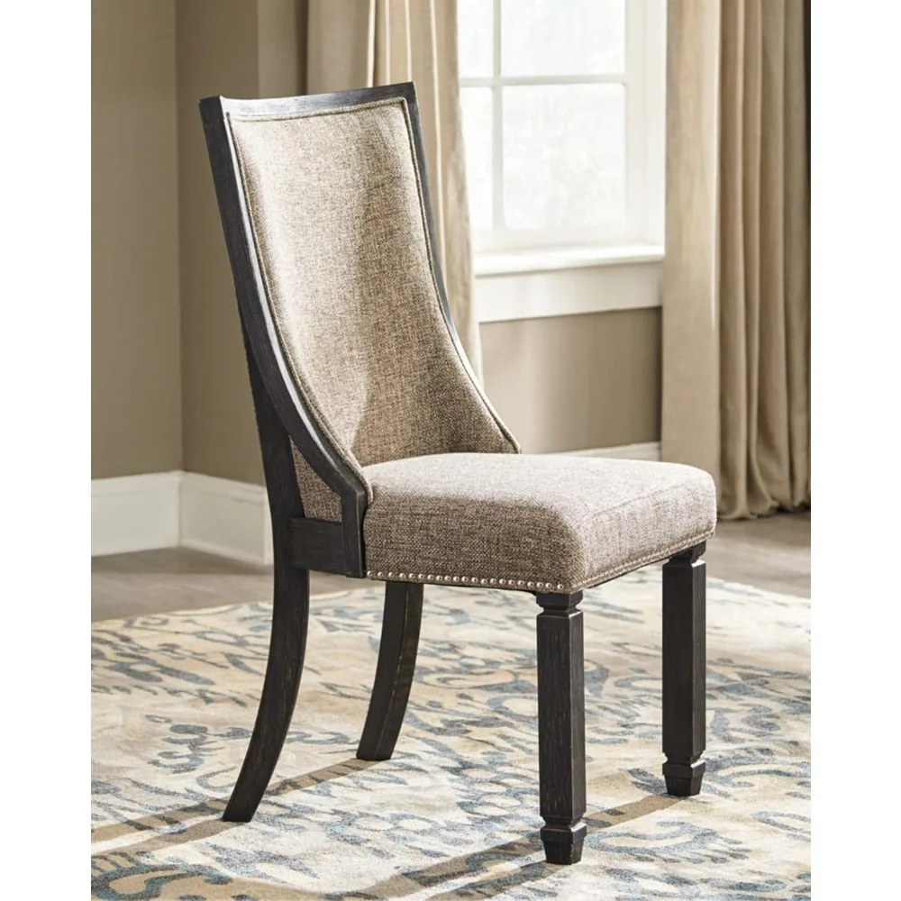 Tyler Creek Urban Farmhouse Upholstered Dining Chair, 2 Count, Almost Black