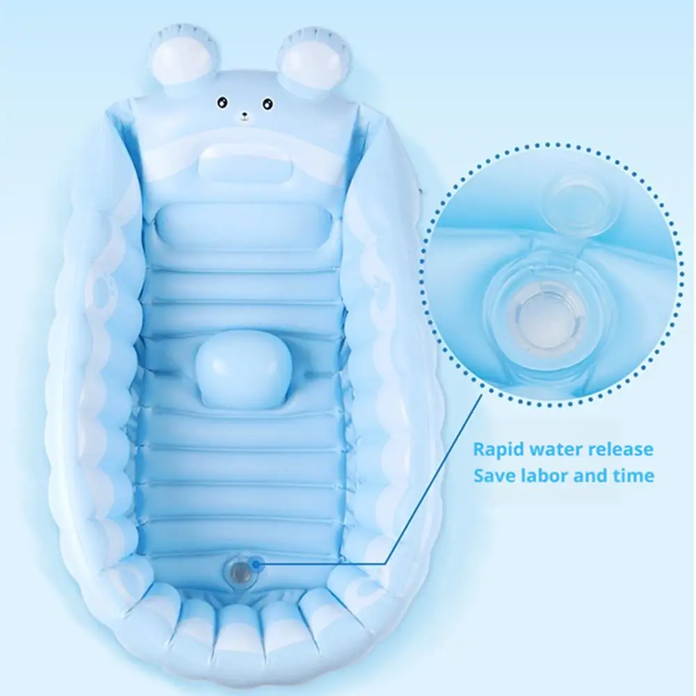 Bañera inflable plegable para bebé, lavabo de ducha inflable con fondo antideslizante suave y seguro para niños, bañera plegable portátil para viaje en casa