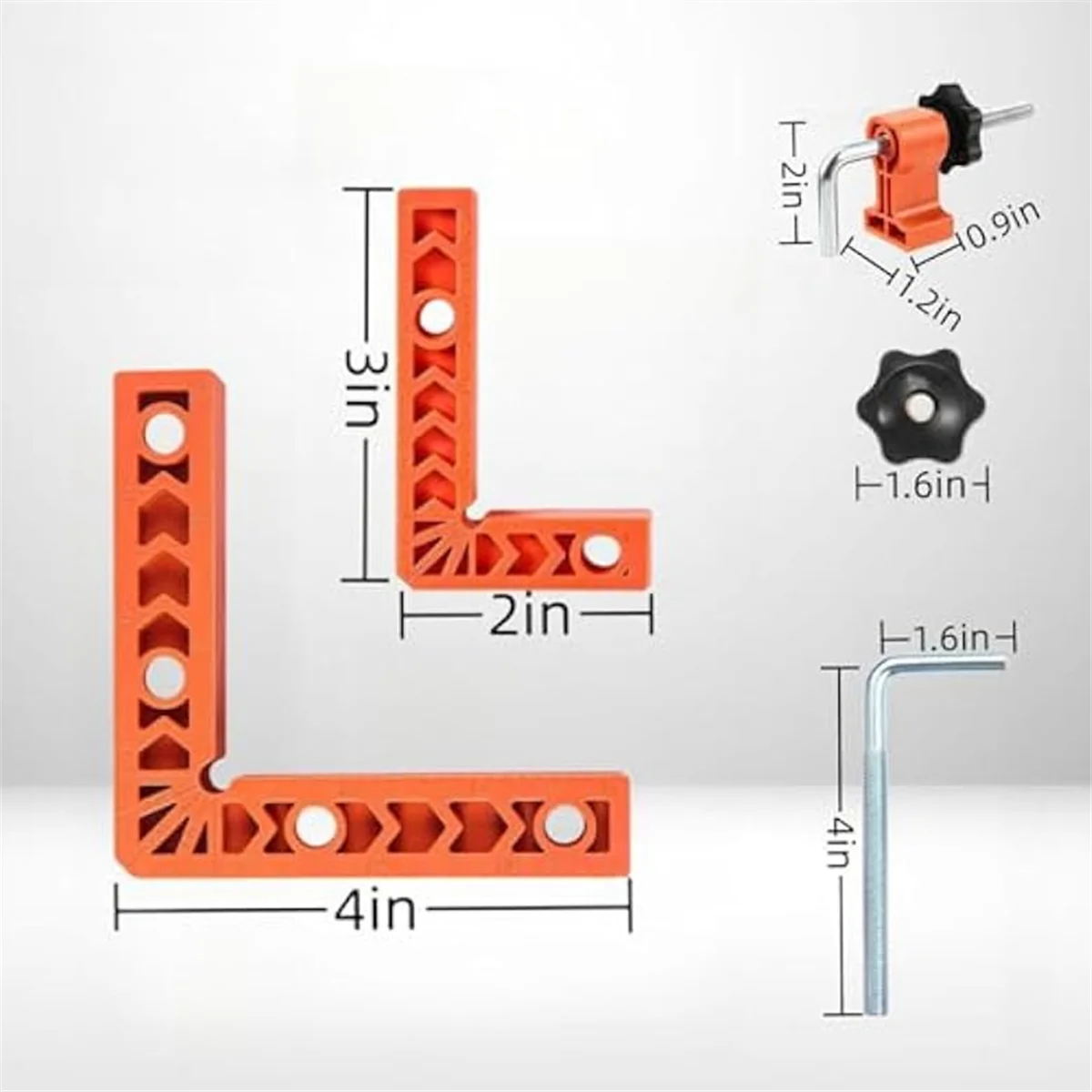 Braçadeira do ângulo direito com braçadeira, 90 graus posicionando quadrados, grampos de canto, ferramenta do Woodworking para quadros