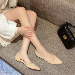 Woman Flats Slip-on Shoes for Women Black Pointed Toe Office High Quality Fashion Cheap Liquidation Shoe Popular Chic Point Sale