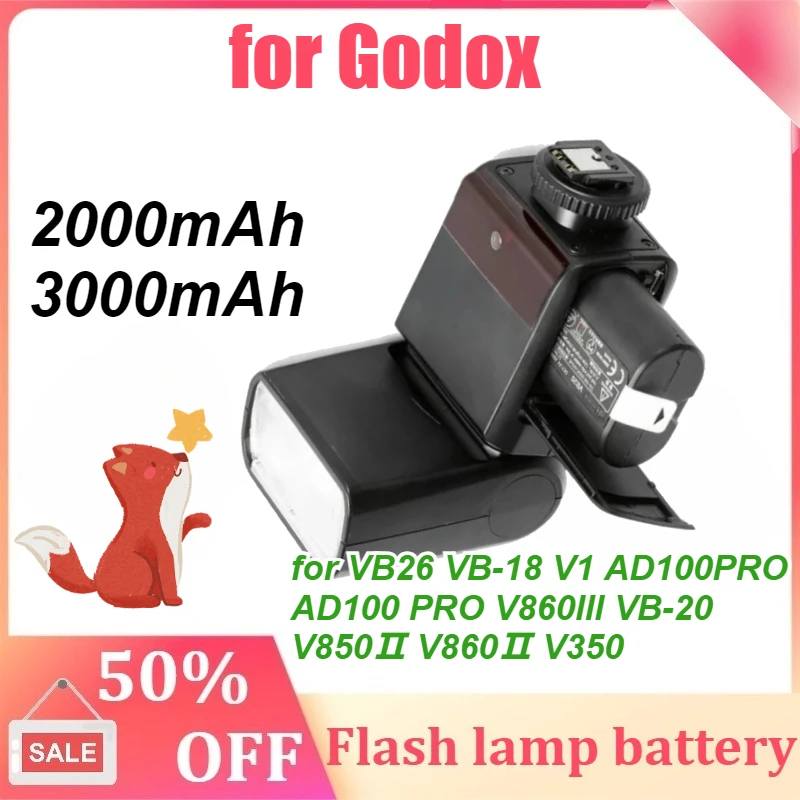 

Photographic Battery for Godox VB26 VB-18 V1 AD100PRO AD100 PRO V860III VB-20 V850Ⅱ V860Ⅱ V350 Photographic
