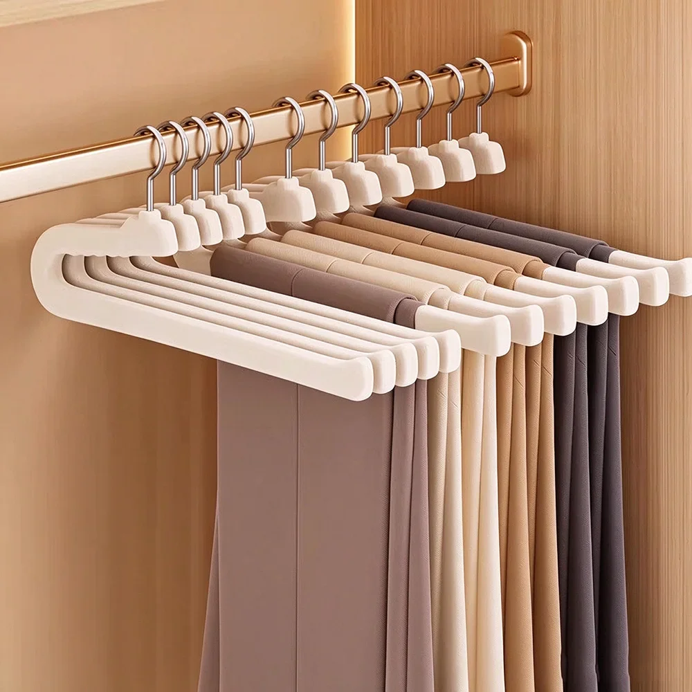 10pcs Trousers Hanger Anti-Scratch Non-Slip Flocked Z-Shape Pants Hanger Trousers Hanging Rack Velvet Pant Storage for Closet