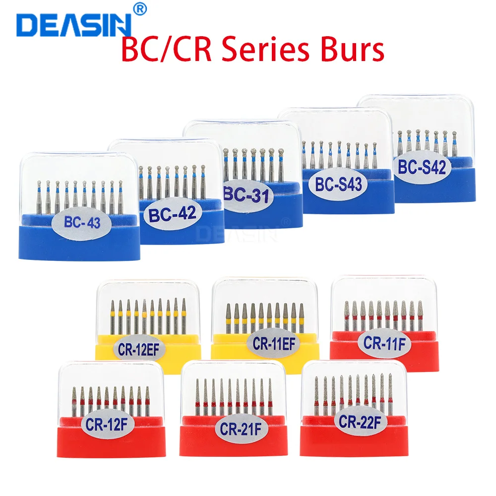 10pcs/Box Dental Diamond Burs Dental Polishing Drills for High Speed Handpiece FG 1.6MM BC-31 CR Series Dentistry Tools