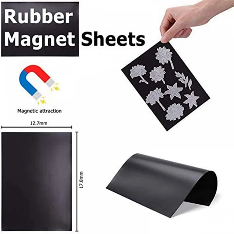 10PCS Rubber Magnetic Sheets 0.5Mm Thickness With 10PCS Clear Stamp Die Storage Pocket Stencil Organizer For Card Making