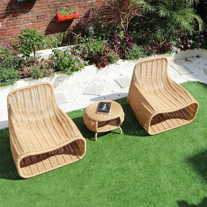 

Balcony rattan sofa Nordic outdoor courtyard furniture hotel famous hotel model room leisure single outdoor sofa
