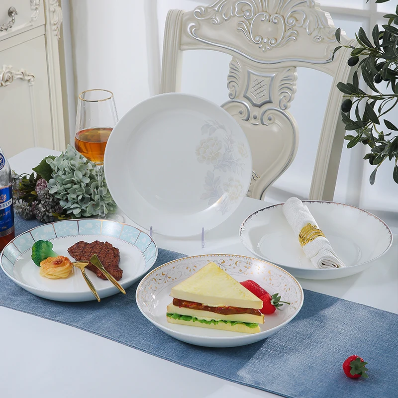 

Cheap Complete Tableware Full Porcelain Dinner Service Food Plate Sets Free Shipping Pratos De Jantar Plate Sets Dinnerware