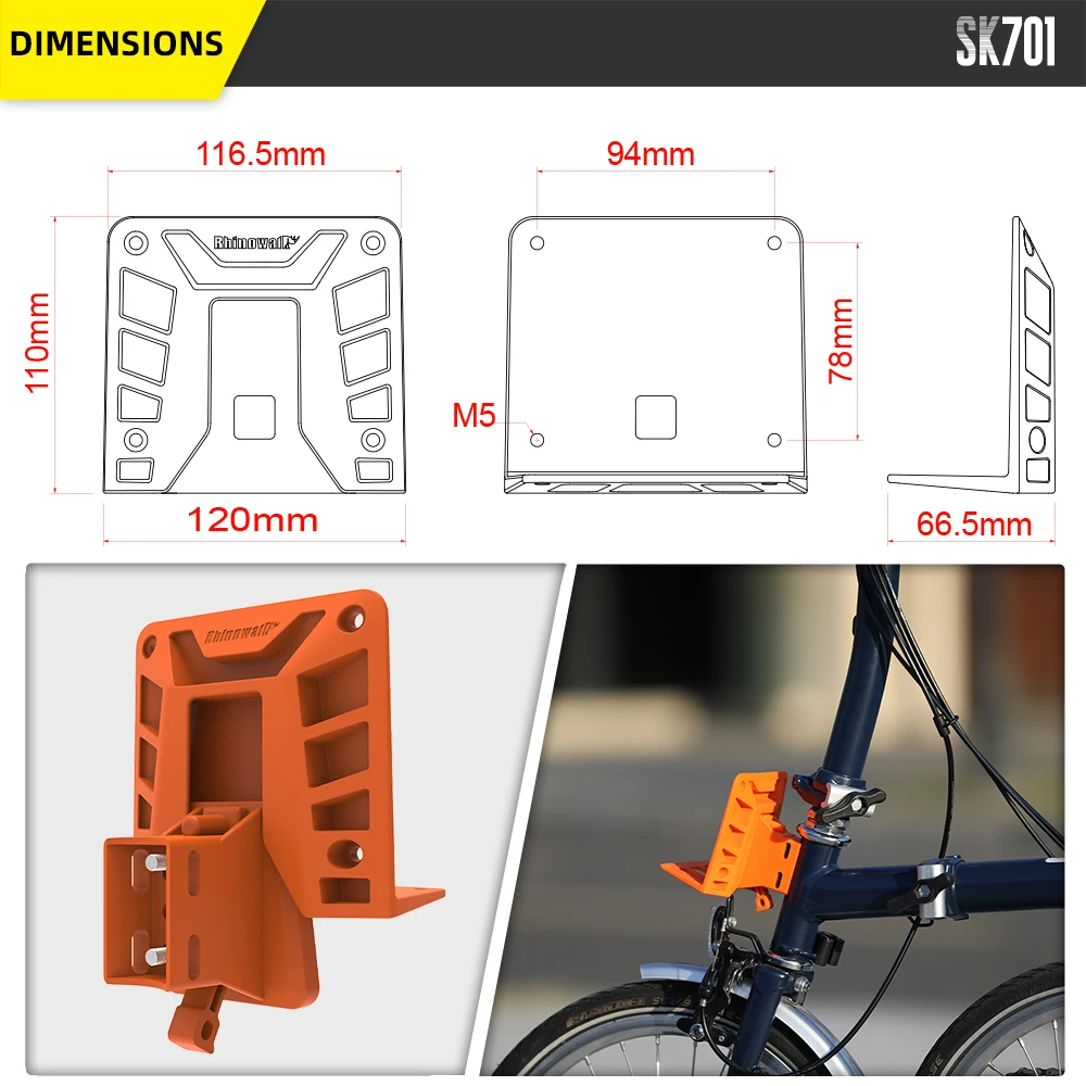 Rhinowalk Folding Bicycle Front Basket Adapter Set Front Bag Adapter Load-bearing Base Mounting Base Combination For Brompton