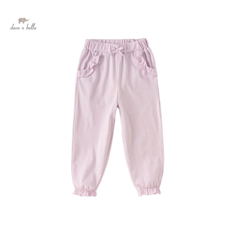 Dave Bella Children Pants 2024 New Spring Girls Baby Casual Fashion Knit Loose Pants Party Outdoor Sport DK1248289