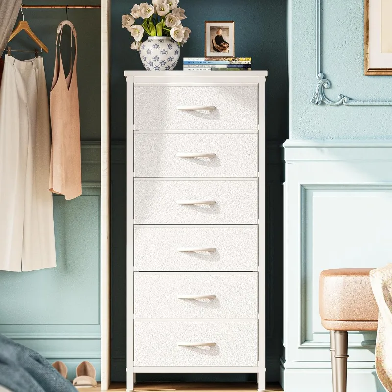 Tall Dresser for Bedroom, 6 Drawer Dresser & Chests of Drawers, Fabric Dresser for Closet, Bedroom, Night Stand