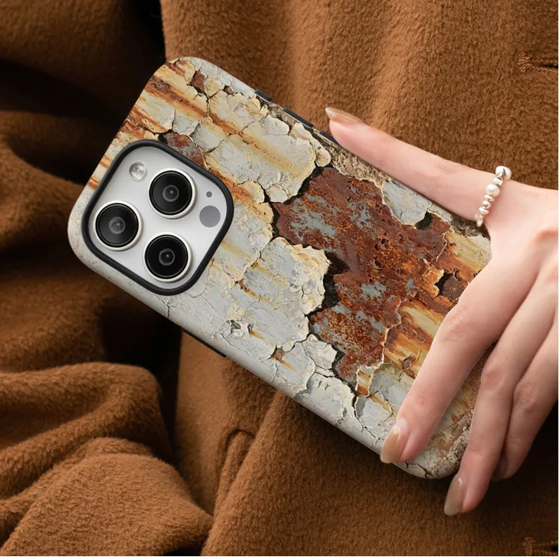 Rust-spotted double-layer phone case suitable for iPhone 16 15 14 13 12 11 Pro/ Max/Plus shock-proof and fall-proof - Image 5