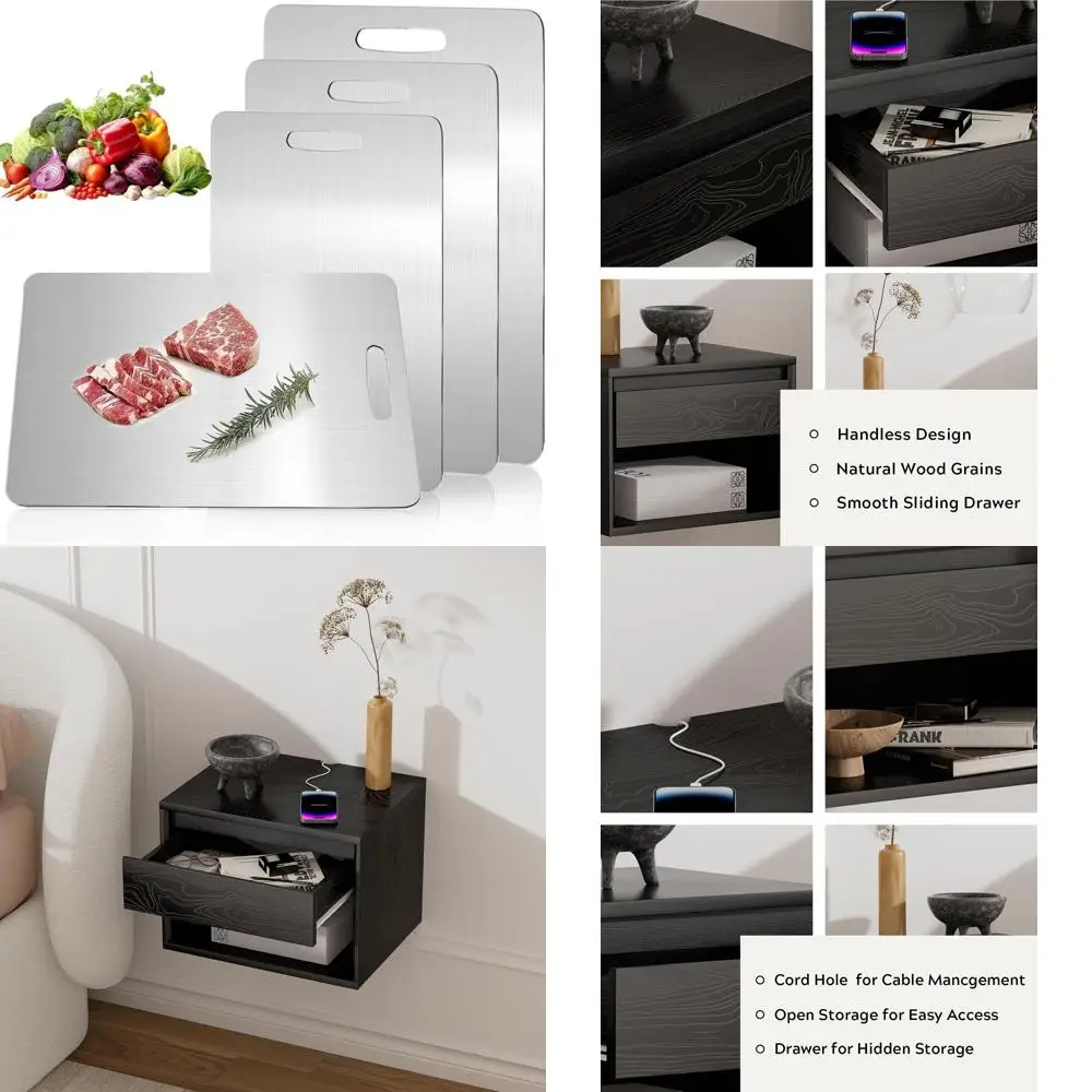 

Кухонные титановые разделочные доски — нетоксичные, двусторонние, легко чистится и хранение, набор из 3 штук (средние, большие, очень большие)