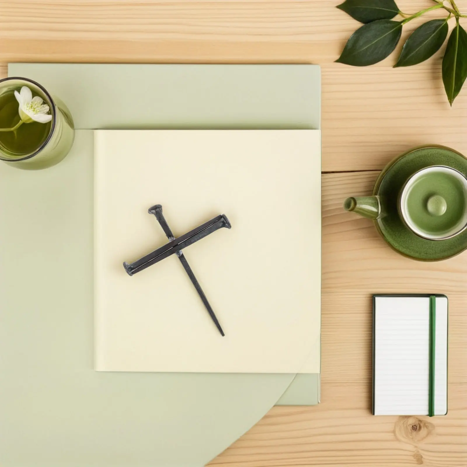 Iron Nail Cross Religious Decor Handmade of Jesus Crucifixion Nail Christian Prayer Cross for Wall and Tabletop