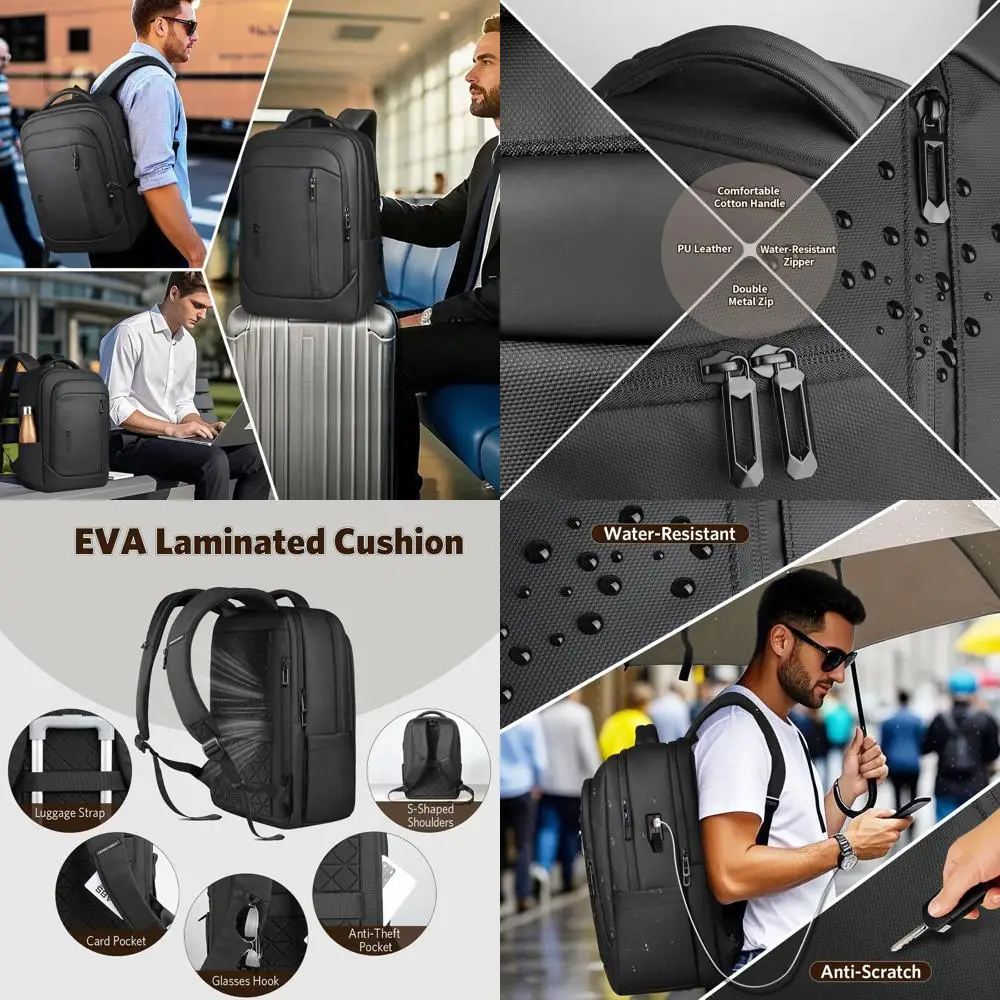 

Рюкзак для ноутбука 17 дюймов, для путешествий и бизнеса, с USB-портом для зарядки, для мужчин и женщин, водонепроницаемый, для работы и компьютера