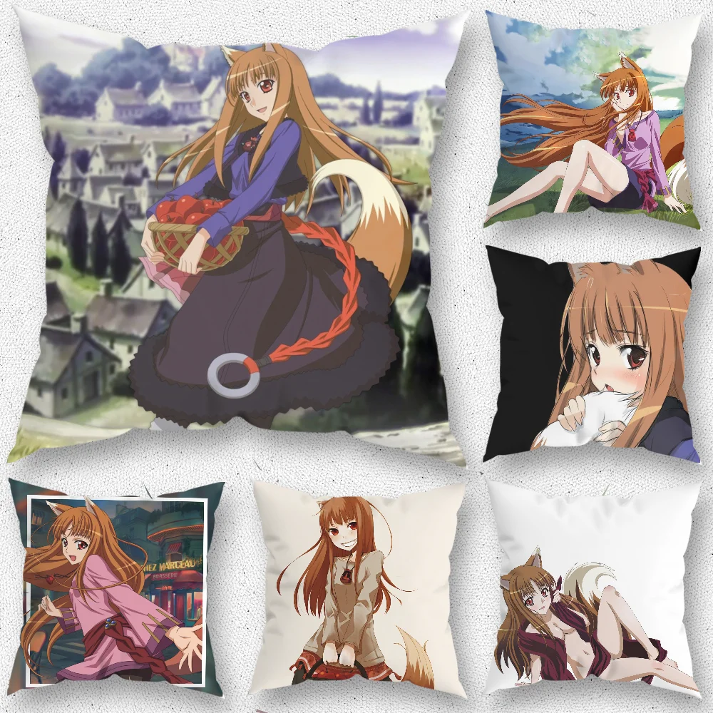 

S-Spice and Wolf Anime Pillow Case For Home Bedroom Room Decoration Living Room Sofa Cushion Cover Suitable