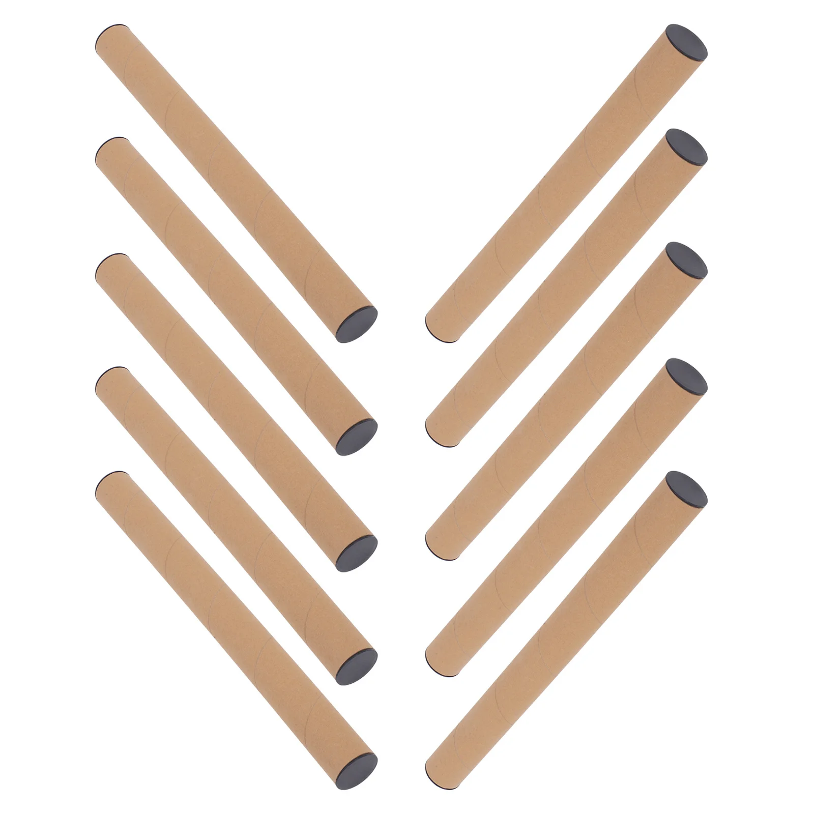 

10Pcs Mailing Tubes Kraft Paper Poster Tubes Black Caps Secure Closure for Shipping Art Prints Maps Blueprints 50x5cm