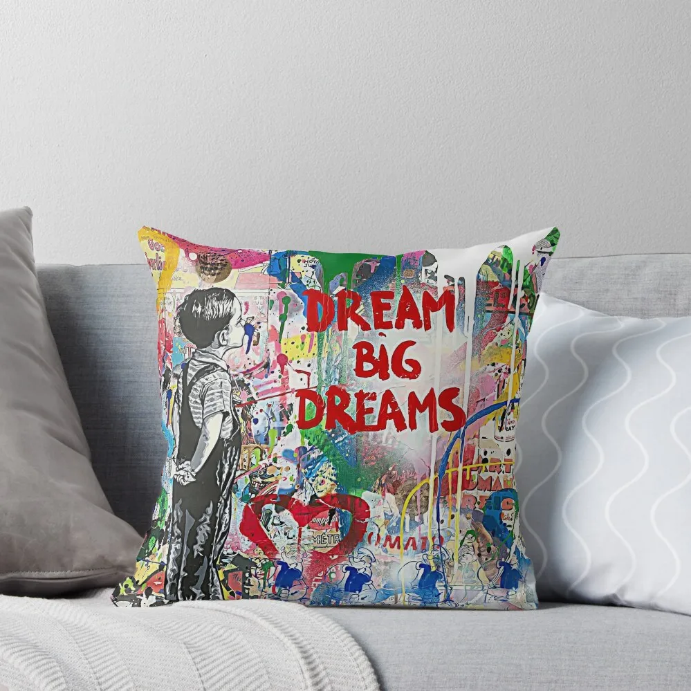 

Banksy Dream Big Dreams Throw Pillow Pillows Aesthetic home decor items Decorative Cushion Cover Cushion Cover For Sofa pillow