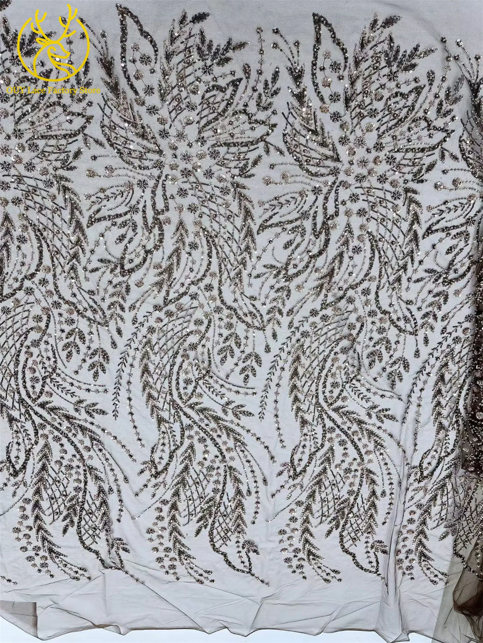 2026 Französisches Hochzeitskleid Perlen-Pailletten-Spitzenstoff 5 Yards Nigerianischer Tüll-Spitzenstoff Afrikanischer Spitzenstoff für Hochzeitsfeier-Näharbeiten – Detail 21