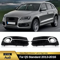 Black Car Front Left Right Bumper Lower SQ5 Look Conversion For 2013-2016 Audi Q5 Standard Front Fog Light Grille Cover