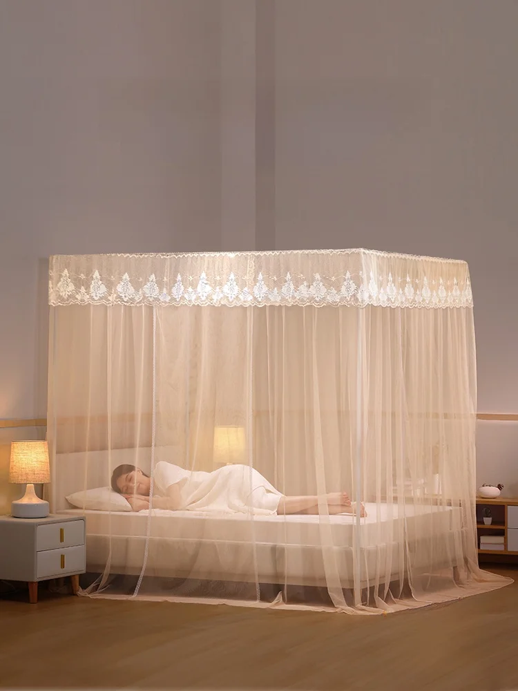 

Thickened Three-Door Floor-standing Mosquito Net Bedroom Bed Curtain Tent No-installation Required Rods Single Bed Cover