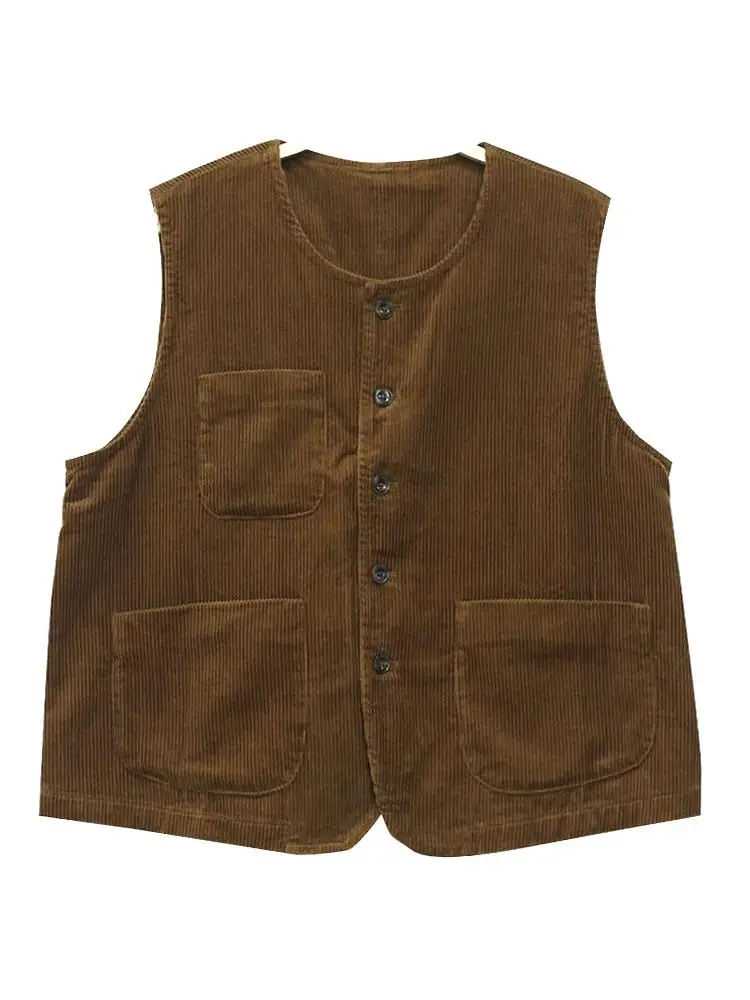 레트로 코듀로이 조끼 여성용 봄 가을 슬림 아우터 우아한 여성용 오픈 가디건 코트 면 폴리에스터 혼방