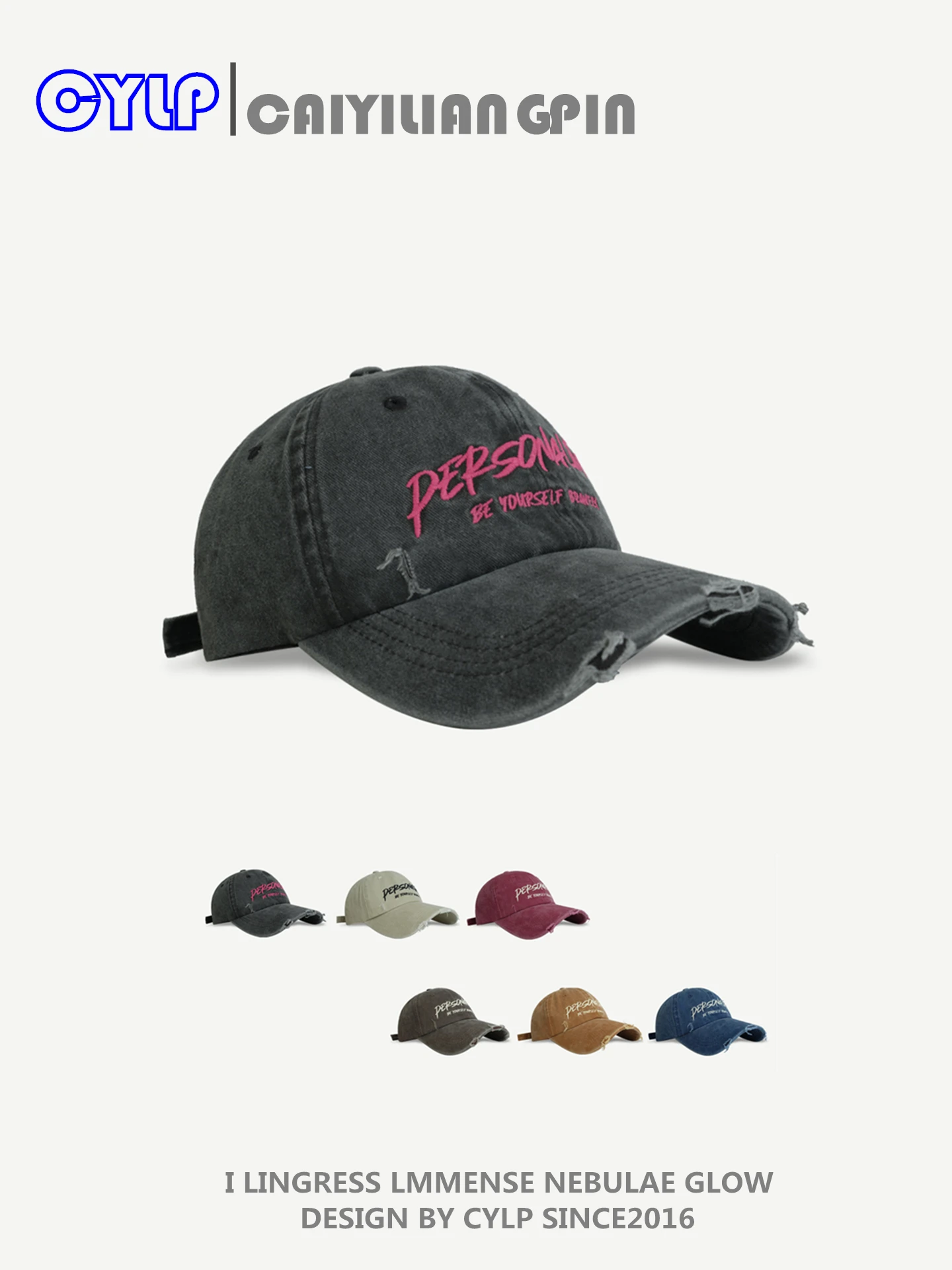 

Hat men's washed embroidery soft top baseball cap women's big head circumference cap showing small face