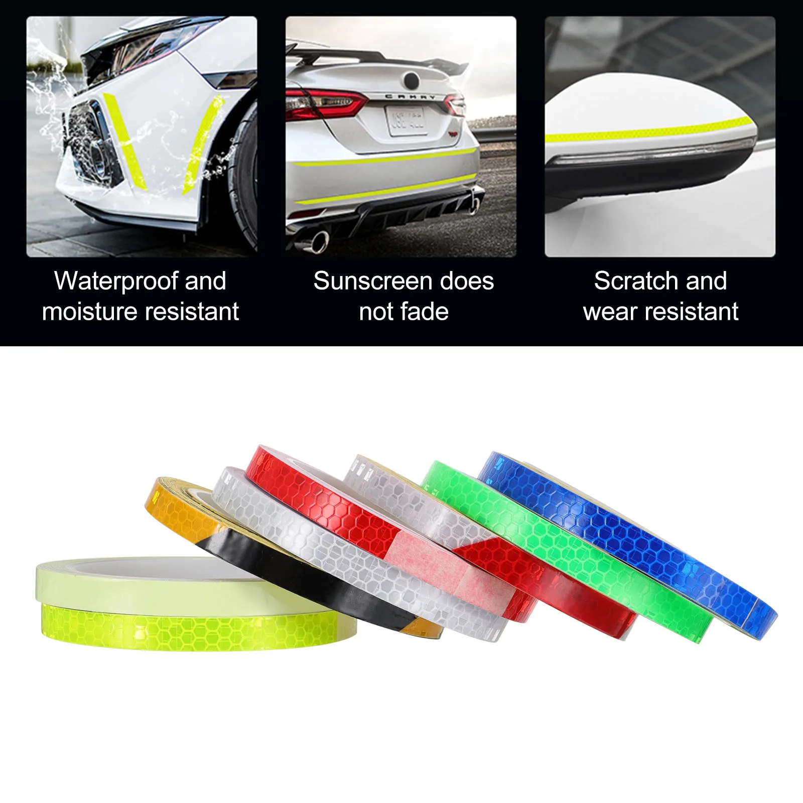 

8 Rolls Reflective Stickers Decals For Bike Luminous Warning Strip Waterproof Durable Easy Stick Mountain