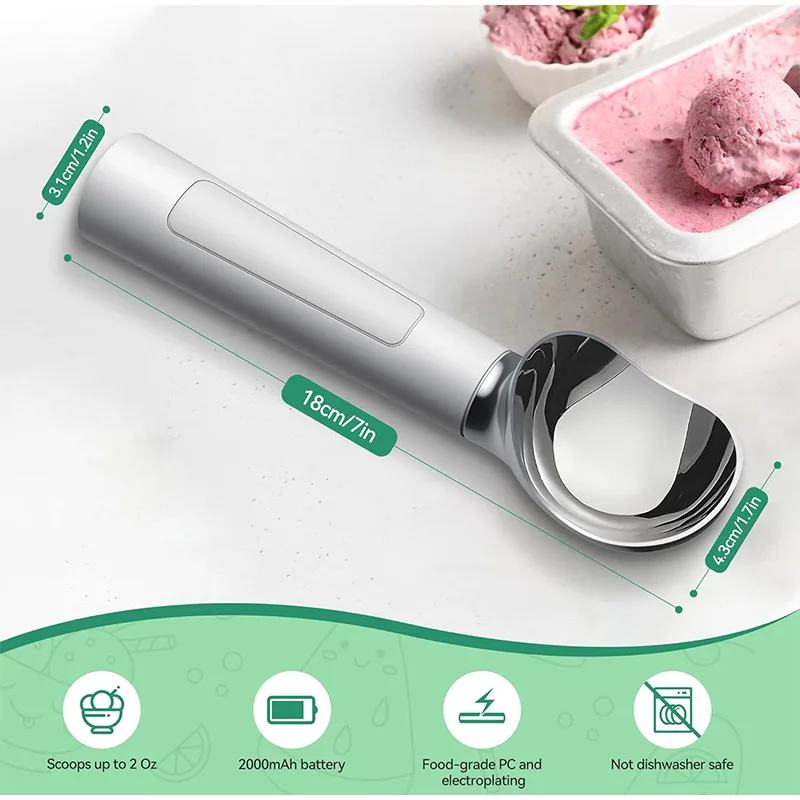 Rechargeable Heated Scoop Adjustable Temperature Rapid Heating Electric Preheat Scooper Kitchen Multifunctional Ice Cream Tools