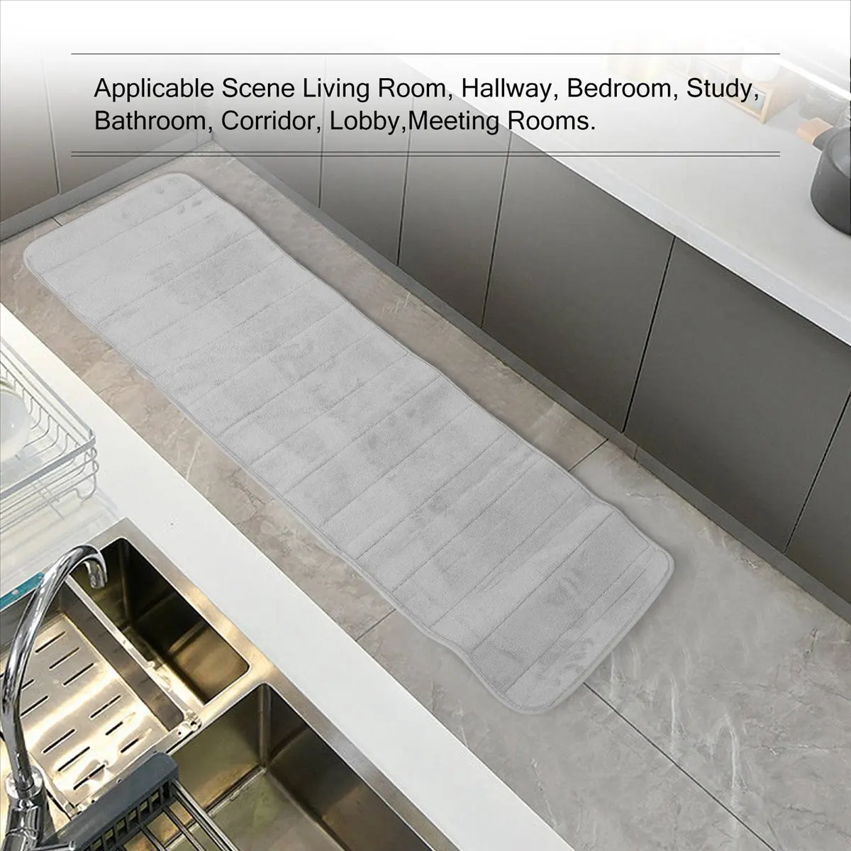 120x40cm Absorbent Nonslip Memory Foam Kitchen Bedroom Door Floor Mat Rug Carpet Gray-A68X