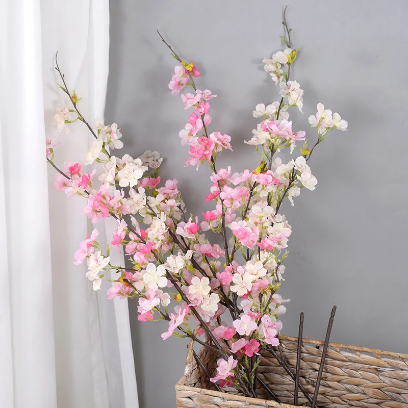 

109cm Artificial Cherry Blossom Long Branch Silk Flowers Wedding Party Decoration Home Bedroom Garden DIY Vase Fake Flower Decor