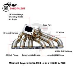 DYN RACING SS304 3mm rura parowa równa długość T4 nagłówek dla Supra MK4 2jzge 2JZ GE Turbo kolektor