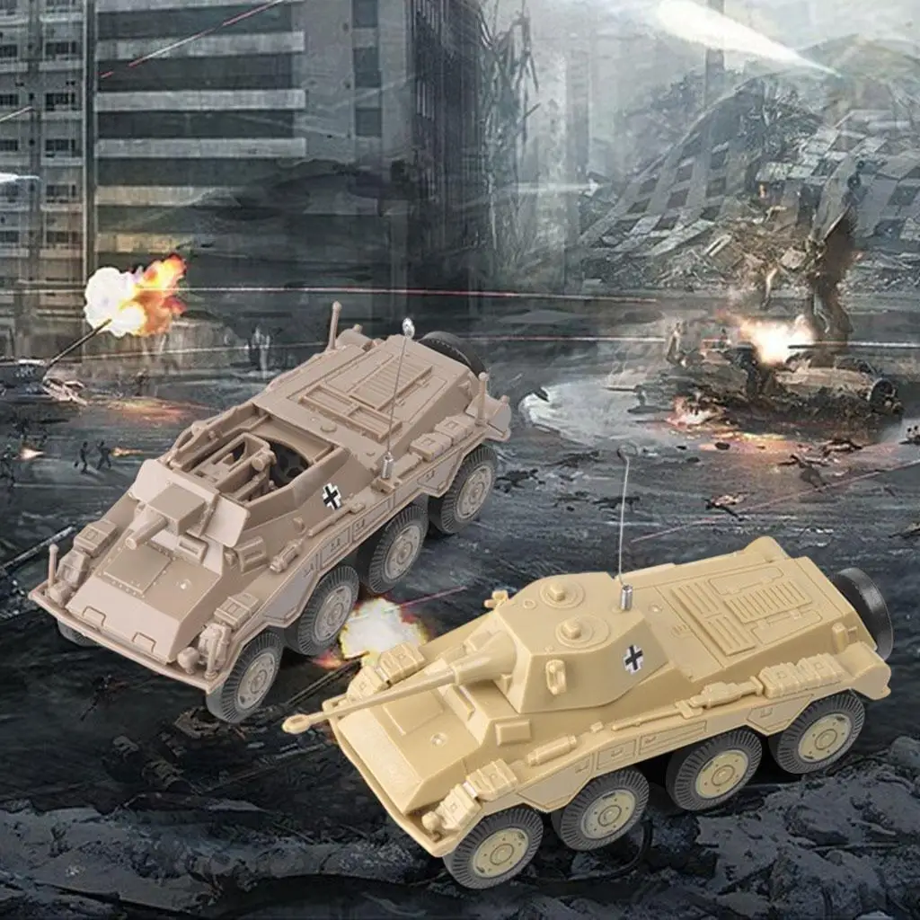 2 PCS 4D Model Kits Simulation 1/72 Armoured Vehicle Tank Play Set Keepsake