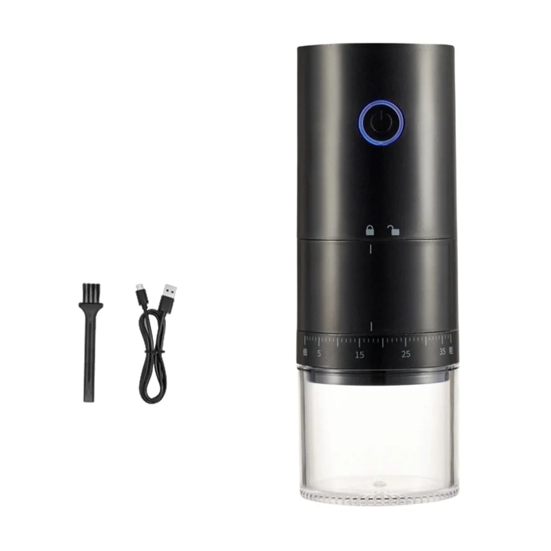 

AA01-Portable Electric Coffee Grinder 38 Gears Adjustment One-Button Start Bean Grinder For Home Office Traveling Camping B