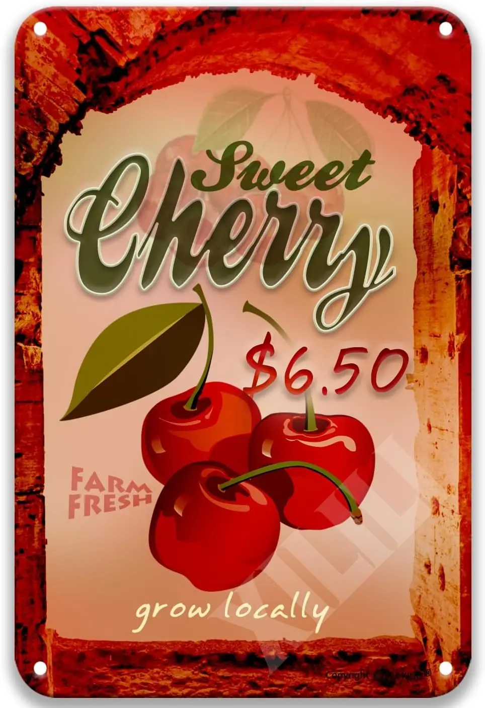 1p,Sweet Cherry Grow Locally Tin Vintage Look Decoration Crafts Sign Farmhouse Kitchen Decor Pub Sign Decorative Tins Tin Signs