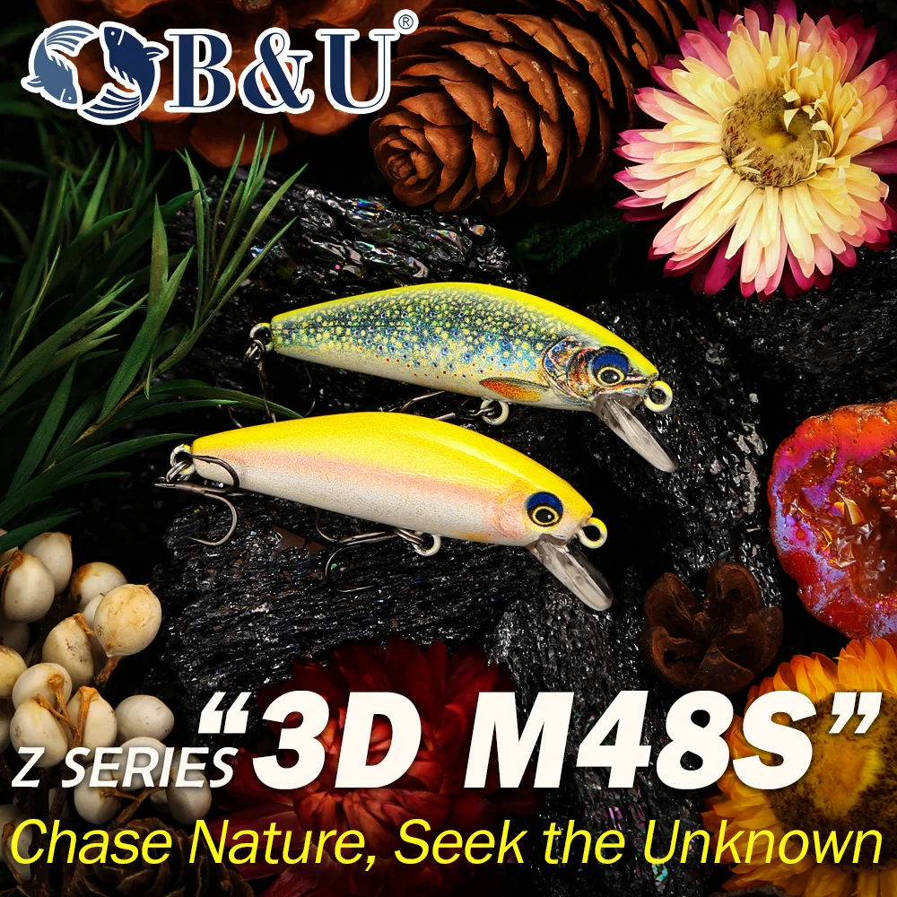 B&U 4,8cm Sinkender Forellen-Minnow-Köder Realistischer Harter Köder für Braunforelle Regenbogenforelle Bachangeln – Detail 6
