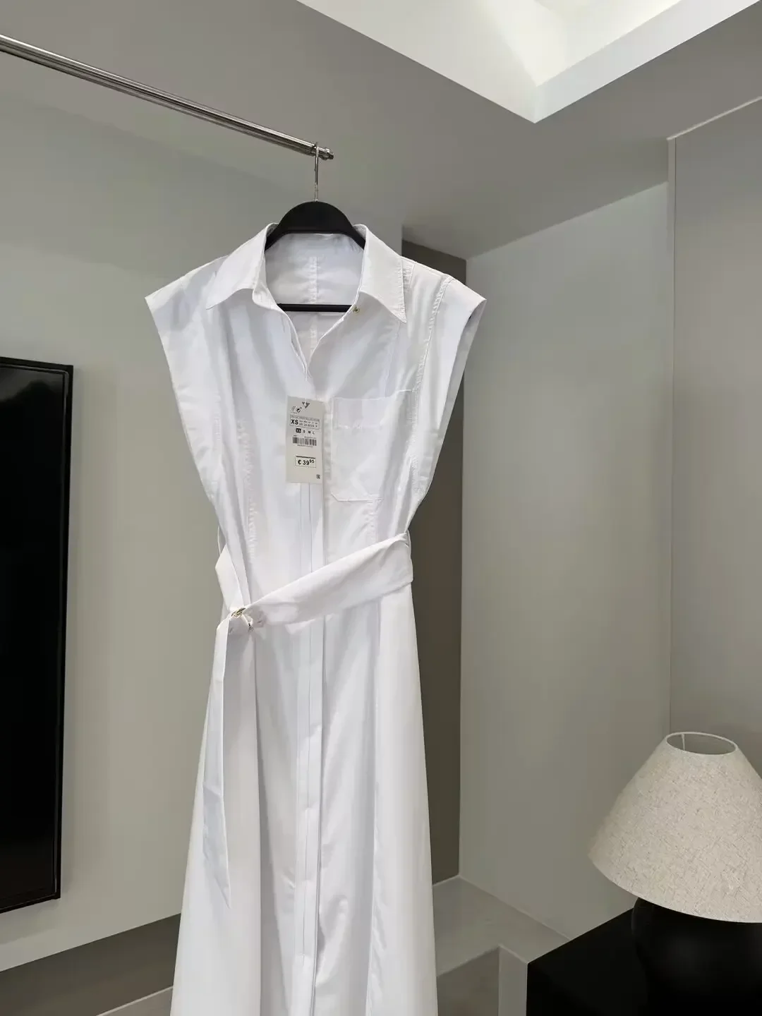 Vestido de popeline feminino sem mangas, versão esbelta, longo, moda chique, temperamento, acessórios para cinto, novo, retrô, 2022