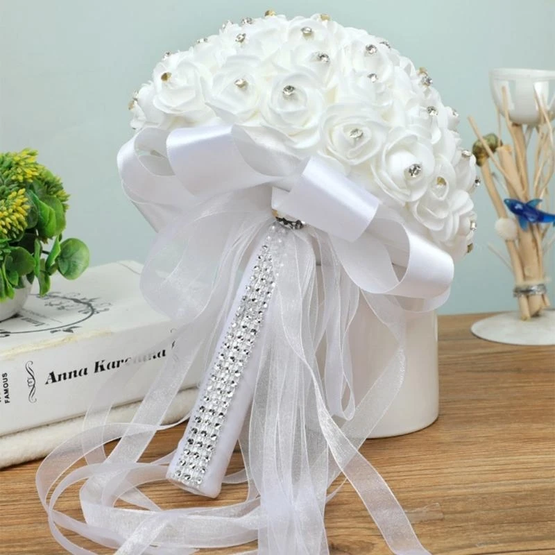 Artificial Flower Bouquet White Flowers Ornament Crafts Decor Supplies 15UB