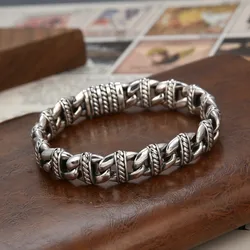 Buddhastone Silver Color Seiko Personality Retro Old Pattern Men's Bracelet Fashion Trend Tank Chain Female High-end Jewelry