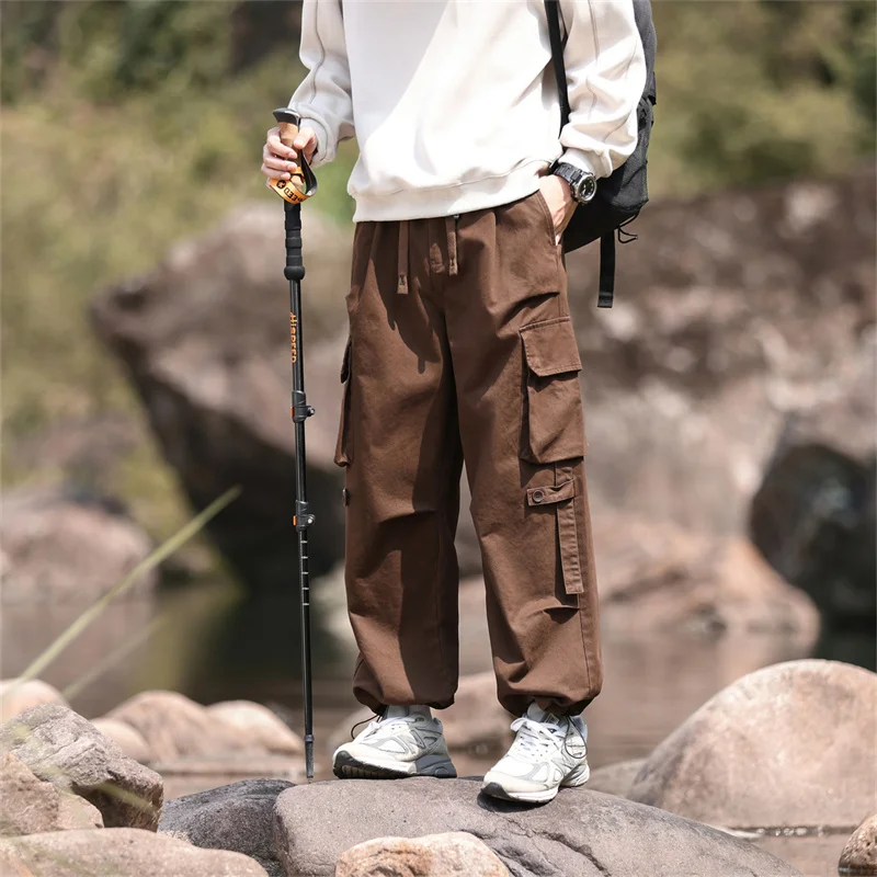 

Autumn Loose Cargo Pants Men's Outdoor Sports Japanese Trendy Multi-Pocket Leisure All-Match Mountaineering Wide Leg Mop Pants