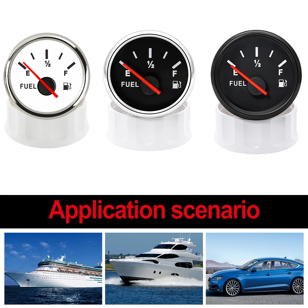 

52MM Fuel Level Gauge Red Backlight Pointer Oil Tank Meter 0-190Ohm For Auto Marine Boat Car 12V 24V Fuel Tank Level Gauge