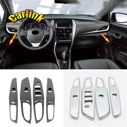 For Toyota Vios sedan 2019 2020 ABS Matte/Carbon fibre Door Window glass Lift Control Switch Panel Cover Trim Car Accessories