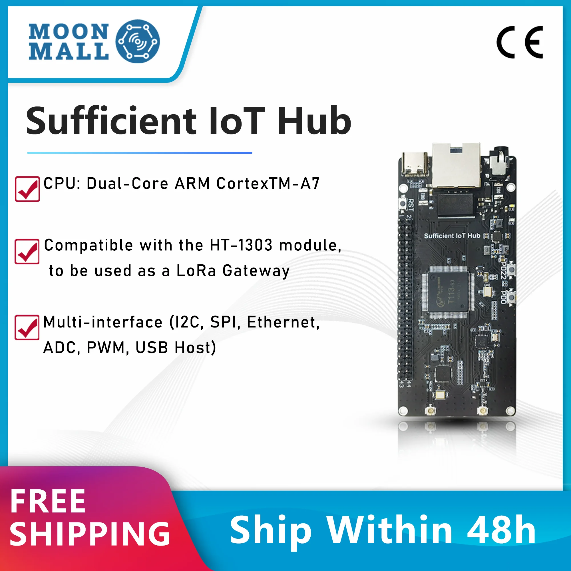 

Sufficient IoT Hub Heltec T113 Development Board_Linux System Dual-core 64-bit ARM A7 Processor Supports LoRa, Wi-Fi Bluetooth